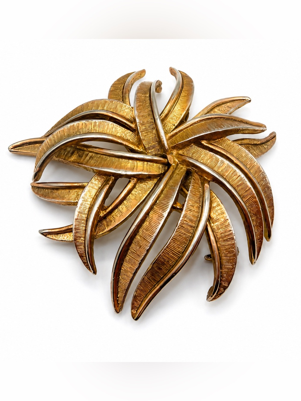 Gold-Tone Leaf Motif Brooch - Elegant Women's Jewelry